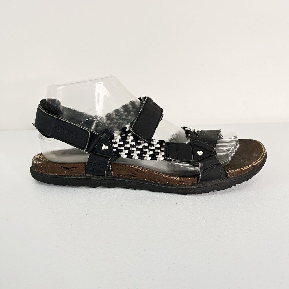 Merrell Black and White Around Town Sunvue Woven Sandal